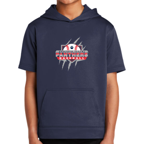 Upstate Illini Panthers - Youth Sport Wick ® Fleece Short Sleeve Hooded Pullover Thumbnail