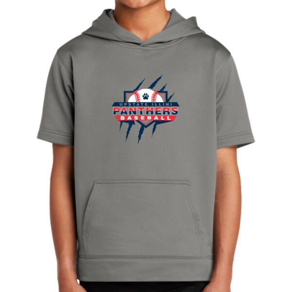 Upstate Illini Panthers - Youth Sport Wick ® Fleece Short Sleeve Hooded Pullover Thumbnail